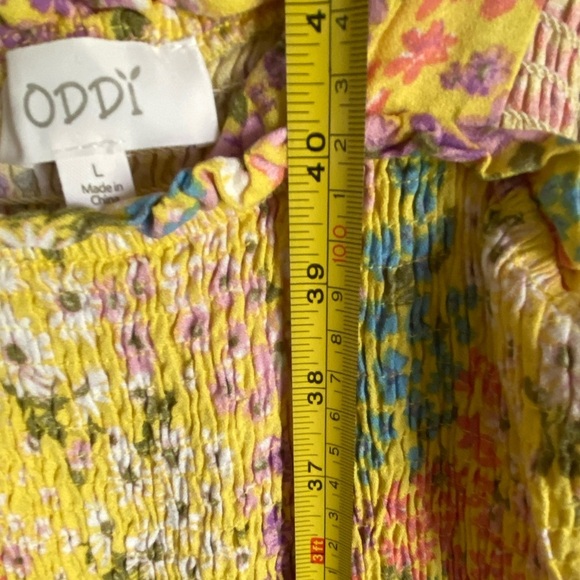ODDI Daffodils Glow Midi Dress Buttercup yellow with ditsy floral & tie straps L - Picture 9 of 11